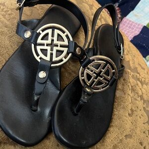 Black Sandals with Gold Accent